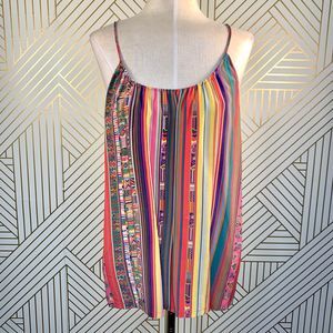 Tucker Colorful Aztec Print Silk Tank Top